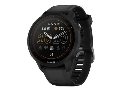 Garmin Forerunner 955 Solar - Black - sport watch with strap - silicone - black - wrist size: 5.12 in - 8.66 in - display 1.3" - 32 GB - Bluetooth, Wi-Fi, ANT+ - 1.87 oz 1