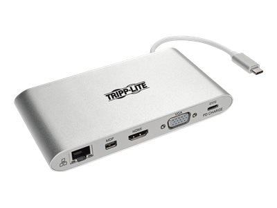 Tripp Lite USB-C Docking Station w/HDMI, VGA, mDP, USB-A, Gb Ethernet, SD, 3.5 mm & PD Charging, Thunderbolt 3 Compatible, 4K @ 30 Hz 1