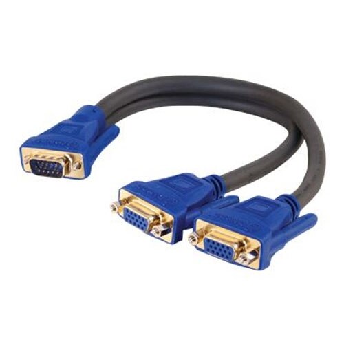 C2G - Câble VGA (Mâle) vers 2x Câbles Répartiteurs (Femelle) - Noir 1