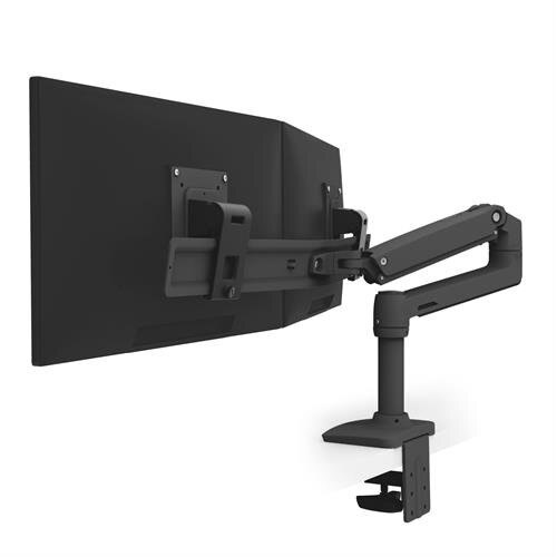 Ergotron LX Desk Dual Direct Arm - Kit de montage (bras articulé, fixation par pince pour bureau, 2 pivots, matériel de fixation, arc double affichage, poteau de 7", port d'extension) - pour 2 écrans LCD - noir mat - Taille d'écran : jusqu'à 25 pouces - ordinateur de bureau 1