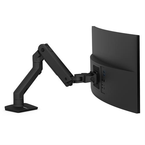Ergotron HX Desk Monitor Arm - Kit de montage (bras articulé, fixation par pince pour bureau, montage par passe-câble, pivot, matériel de fixation, port d'extension) - pour moniteur - noir mat - Taille d'écran : up to 49" - ordinateur de bureau 1