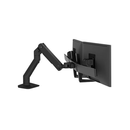 Ergotron HX Desk Dual Monitor Arm - Kit de montage (poignée, bras articulé, fixation par pince pour bureau, montage par passe-câble, 2 pivots, matériel de fixation, charnière, port d'extension) - pour 2 moniteurs - noir mat - Taille d'écran : jusqu'à 32 pouces - ordinateur de bureau 1