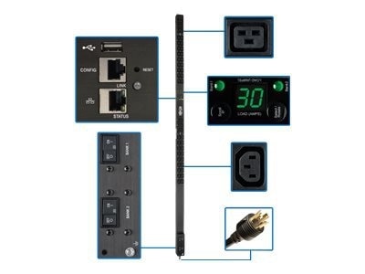 Tripp Lite Single-Phase Monitored PDU, LX Interface, 208/240V Outlets (36 C13/6 C19), L6-30P, TAA - 5.8 kW 1