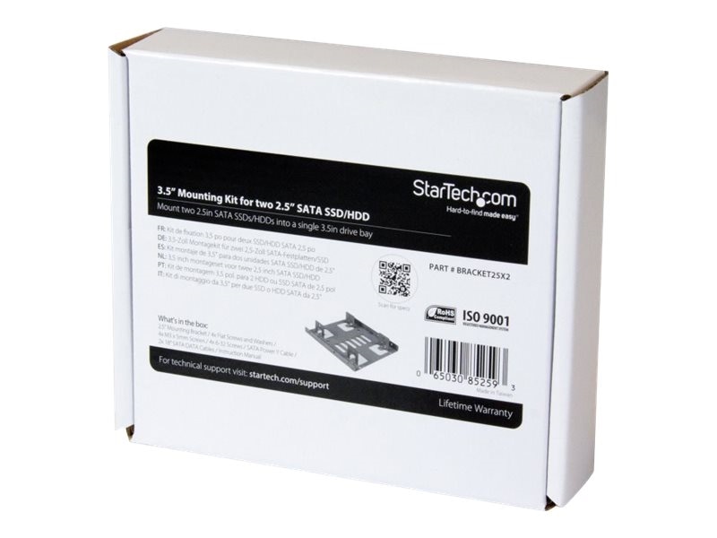 StarTech.com Kit de Montage pour 2 Disques Durs 2,5-pouce SATA dans Baie 3,5-pouce - Adaptateur DD 2,5-pouce vers 3,5... 1