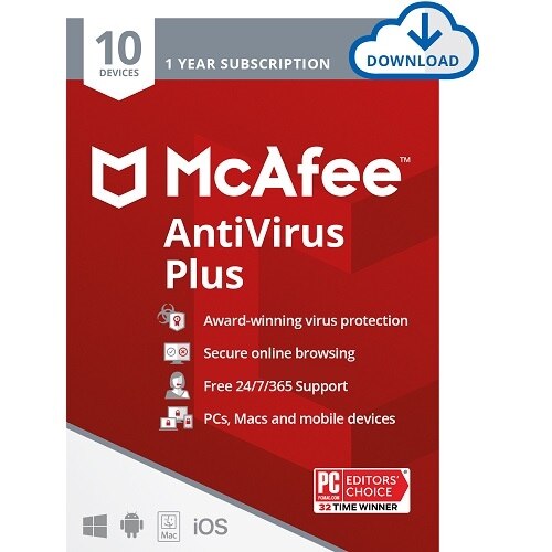 McAfee AntiVirus Plus - Licence d'abonnement (1 an) - 10 dispositifs - téléchargement - Win, Mac, Android, iOS 1