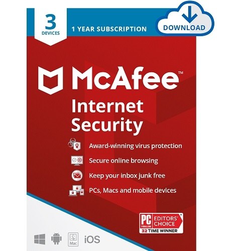 McAfee Internet Security - Licence d'abonnement (1 an) - 3 périphériques - téléchargement - Win, Mac, Android, iOS 1