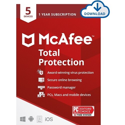 McAfee Total Protection - Licence d'abonnement (1 an) - 5 périphériques - téléchargement - Win, Mac, Android, iOS 1