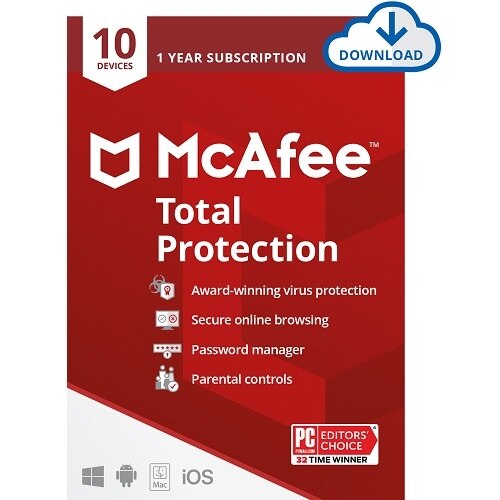 McAfee Total Protection - Licence d'abonnement (1 an) - 10 dispositifs - téléchargement - Win, Mac, Android, iOS 1