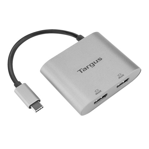 Targus Dual Video Adapter - Convertisseur interface vidéo - HDMI / USB - USB-C (M) pour HDMI (F) - argent - support 4K 1