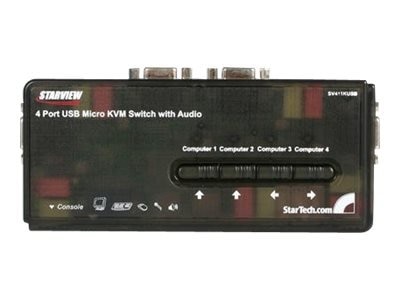 4-port StarTech.com Switch KVM USB VGA à 4 ports avec câbles - Kit commutateur écran clavier souris - Noir - commutat... 1