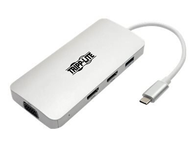 Tripp Lite USB C Docking Station w/ USB-A Hub, 2x HDMI, VGA, PD Charging 1080p @ 60 Hz, Silver USB Type C, USB-C, USB... 1