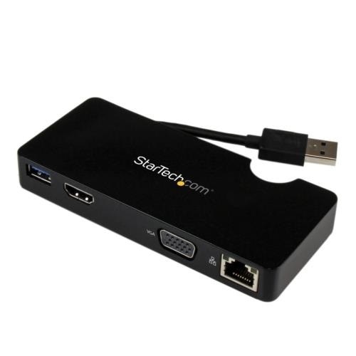 StarTech.com USB 3.0 to HDMI or VGA Adapter Dock - USB 3.0 Mini Docking  Station w/ USB, GbE Ports - Portable Universa