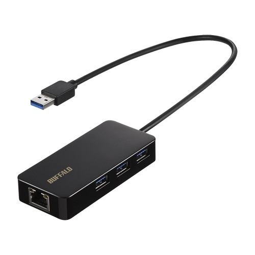 Buffalo Technology Giga対応 USB-A LANアダプターハブ付 ブラック #LUD-U3-AGHBK 1