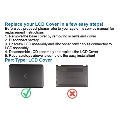 Dell Non-Touch LCD Back Case/Rear Cover with WLAN Antenna and Bezel 3