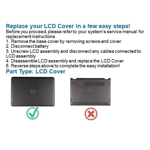 Dell Non-Touch LCD Back Case/Rear Cover with WLAN Antenna and Bracket 2