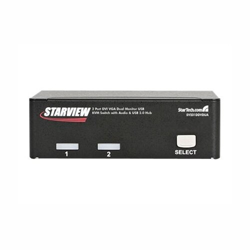 2-poort StarTech.com 2-poort DVI VGA USB KVM-switch met Audio en USB 2.0-hub - KVM / audio / USB switch - 2 poorten 1