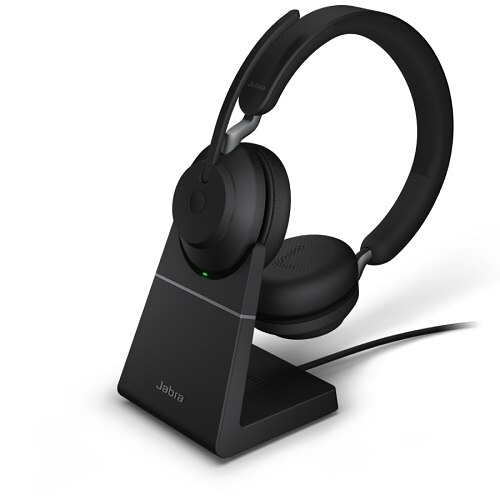 Jabra Evolve2 65 MS Stereo - Słuchawka - nauszne - Bluetooth - bezprzewodowa - USB-C - izolacja szumu - czarny - z podstawka do ładowania 1