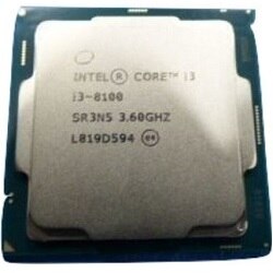 Intel Core i3 8100 3.60GHz, 6M 快取, 4C/4T, no turbo (65W), CK 1