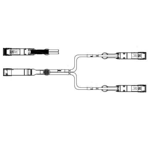 Dell 網路 200Gbe QSFP28-DD - 2 x 100GbE QSFP28 Passive Direct Attach 纜線, Breakout, No FEC - 2 公尺 1