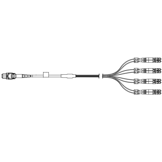 Dell 網絡線, MPO 至 4xLC 纖 Breakout 纜, Multi Mode 纖 OM4 - 15 m 1
