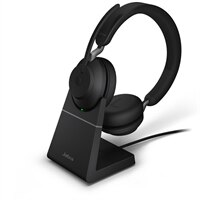 Jabra Evolve2 65 MS Stereo - Auscultadores - no ouvido - bluetooth - sem fios - USB-A - isolamento de ruído - preto - com suporte de carregamento