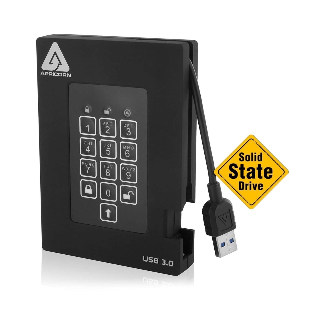 Apricorn Aegis Padlock Fortress A25-3PL256-S2000F 2 TB Solid State Drive - 2.5\" External - Black