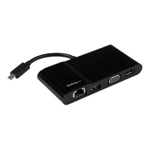 StarTech.com USB-C Multifunction Adapter for Laptops 4K HDMI VGA USB Type-C - External video adapter - USB 3.1 - HDMI, RJ-45, VGA - black 1