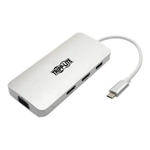 Tripp Lite USB C Docking Station w/ USB-A Hub, 2x HDMI, VGA, PD Charging 1080p @ 60 Hz, Silver USB Type C, USB-C, USB... 1