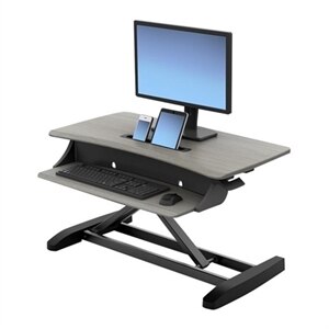 35 Inch Computer Tabletop Stand Up Desk Fits Dual Monitors Ergonomic Deep Keyboard Tray IBAMA Height Adjustable Office Workstation Standing Desk Converter Table Riser with Gas Spring-BLACK