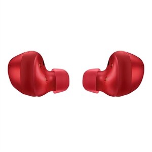 red wireless earphones