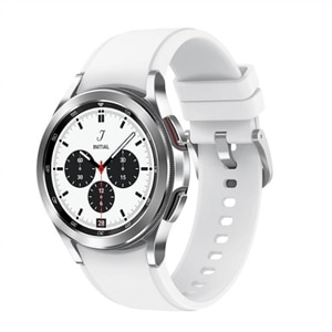 Samsung Galaxy Watch4 Classic - 42 mm - silver - smart watch with ridge sport band - fluoroelastomer - white - display 1.2" - 16 GB - 7.6 GB - NFC, Wi-Fi, Bluetooth - 1.64 oz 1