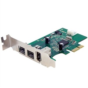 2-port StarTech.com Carte adaptateur PCI Express vers 3 ports FireWire - Faible encombrement - 1xFireWire 400 1394a -... 1