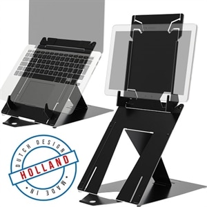 R-Go Riser Duo Tablet en Laptopstandaard, verstelbaar, zwart | Dell