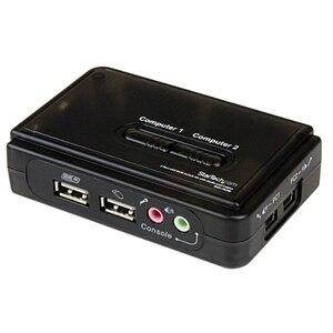 2-poort StarTech.com 2-poort USB KVM-switch Zwart met Audio en Bekabeling - KVM / audioschakelaar - 2 poorten 1