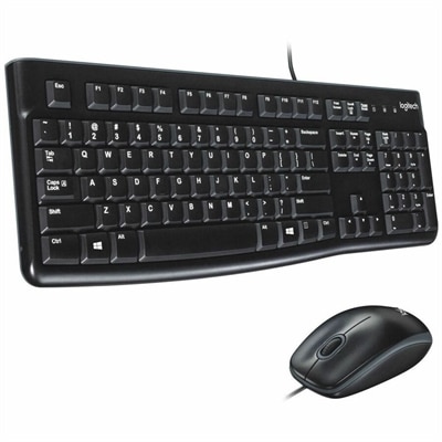 Logitech MK120 Wired Keyboard and Mouse Combo for Windows, Optical Wired Mouse, Full-Size Keyboard, USB Plug-and-Play